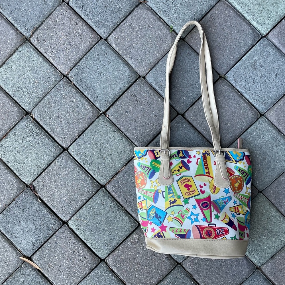 Cream Two Handle Tote with Disney Pop Art
